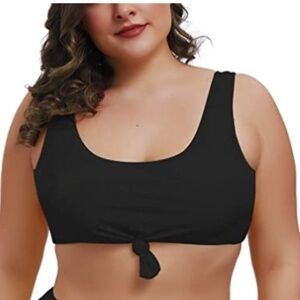 NWOT Pink Queen Tie Front Black Bikini Top 3XL